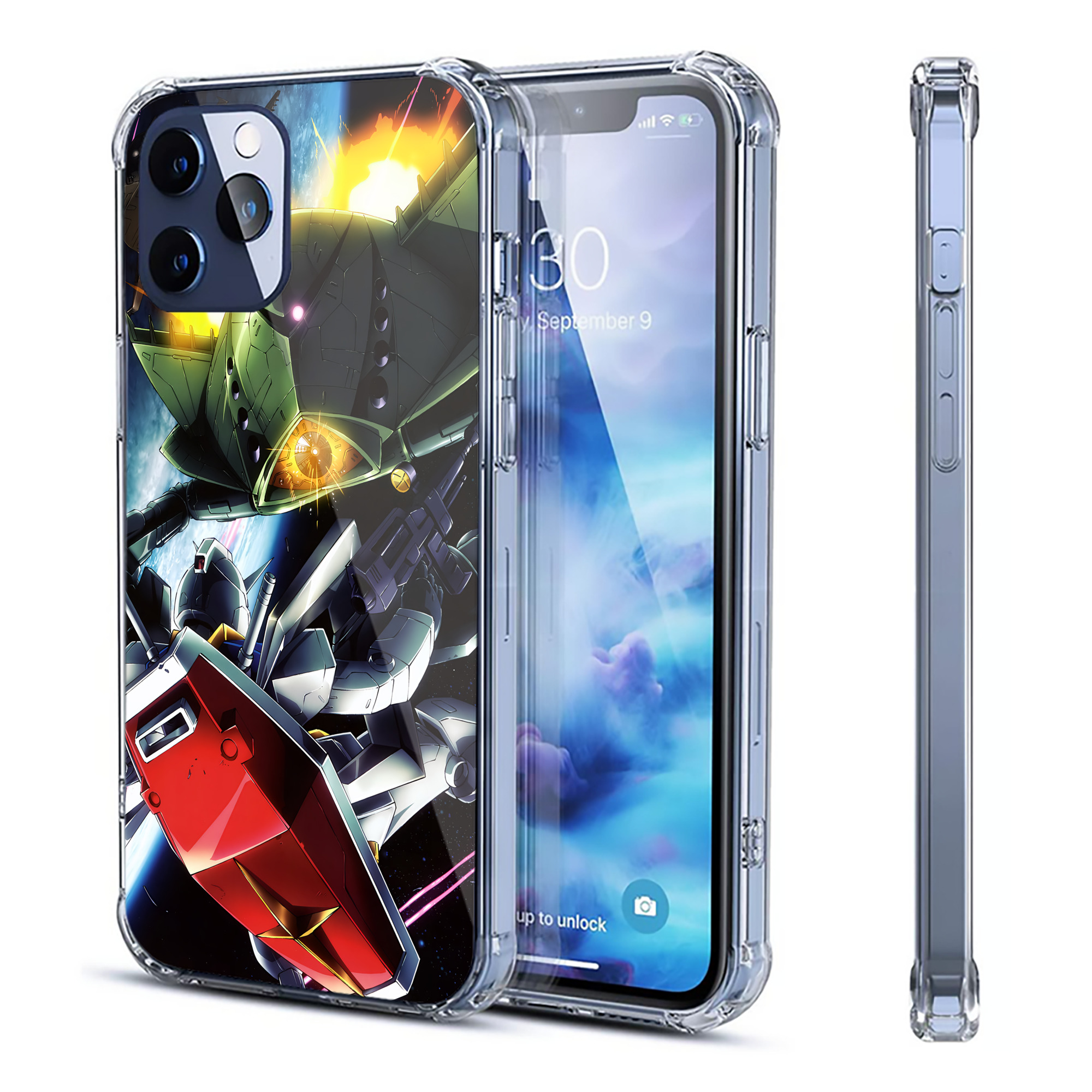 （画像用） 機動戦士ガンダム Mobile Suit Gundam 【iPhone 12シリーズ対応】透明スマホケース（クリアソフトケース）